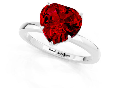 White gold Heart Cut Solitaire Diamond Ring with Thin Band and Four-Prong Setting_1
