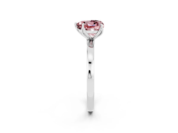 Platinum Heart Cut Solitaire Diamond Ring with Thin Band and Four-Prong Setting