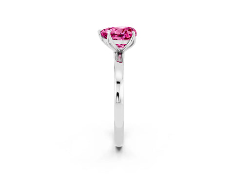 White gold Heart Cut Solitaire Diamond Ring with Thin Band and Four-Prong Setting_2