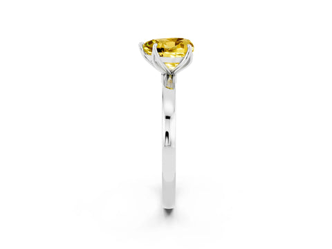 White gold Heart Cut Solitaire Diamond Ring with Thin Band and Four-Prong Setting_2