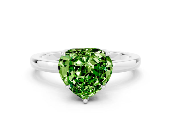 Platinum Heart Cut Solitaire Diamond Ring with Thin Band and Four-Prong Setting