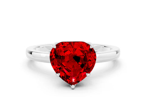 White gold Heart Cut Solitaire Diamond Ring with Thin Band and Four-Prong Setting