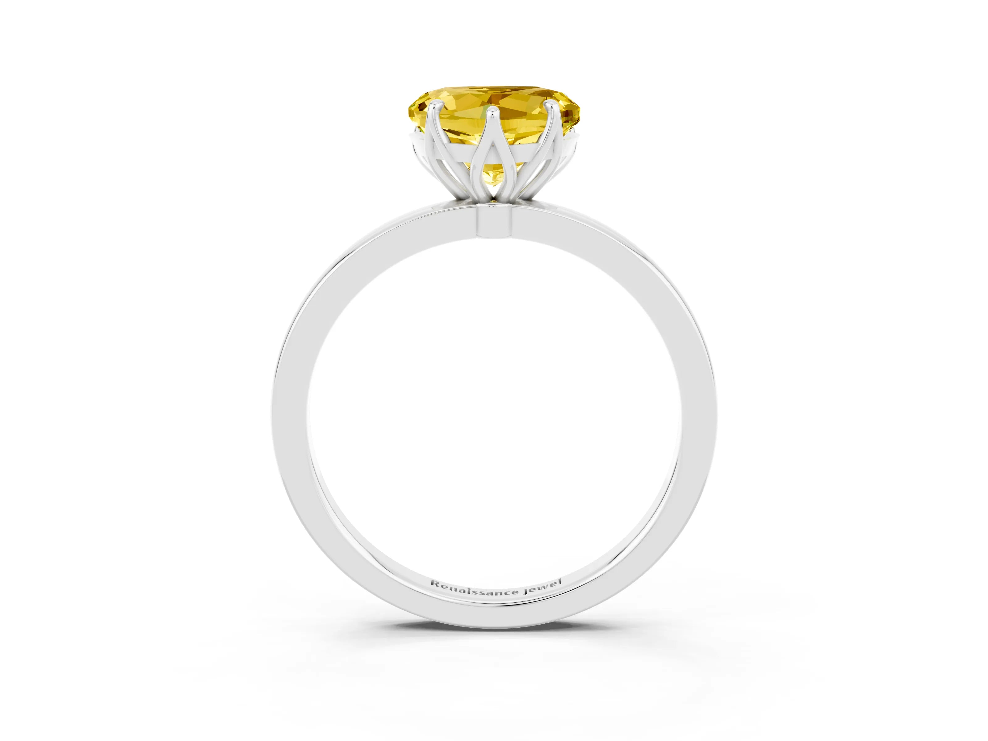 White gold Heart Cut Solitaire Diamond Ring with Thin Band and Four-Prong Setting_3