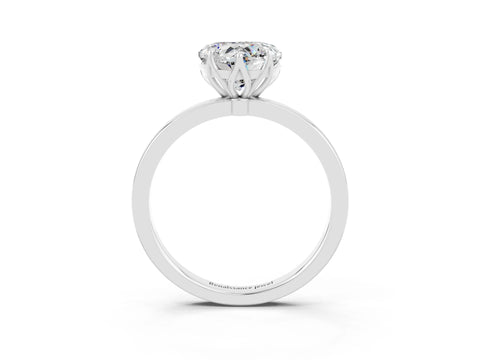 White gold Heart Cut Solitaire Diamond Ring with Thin Band and Four-Prong Setting_3