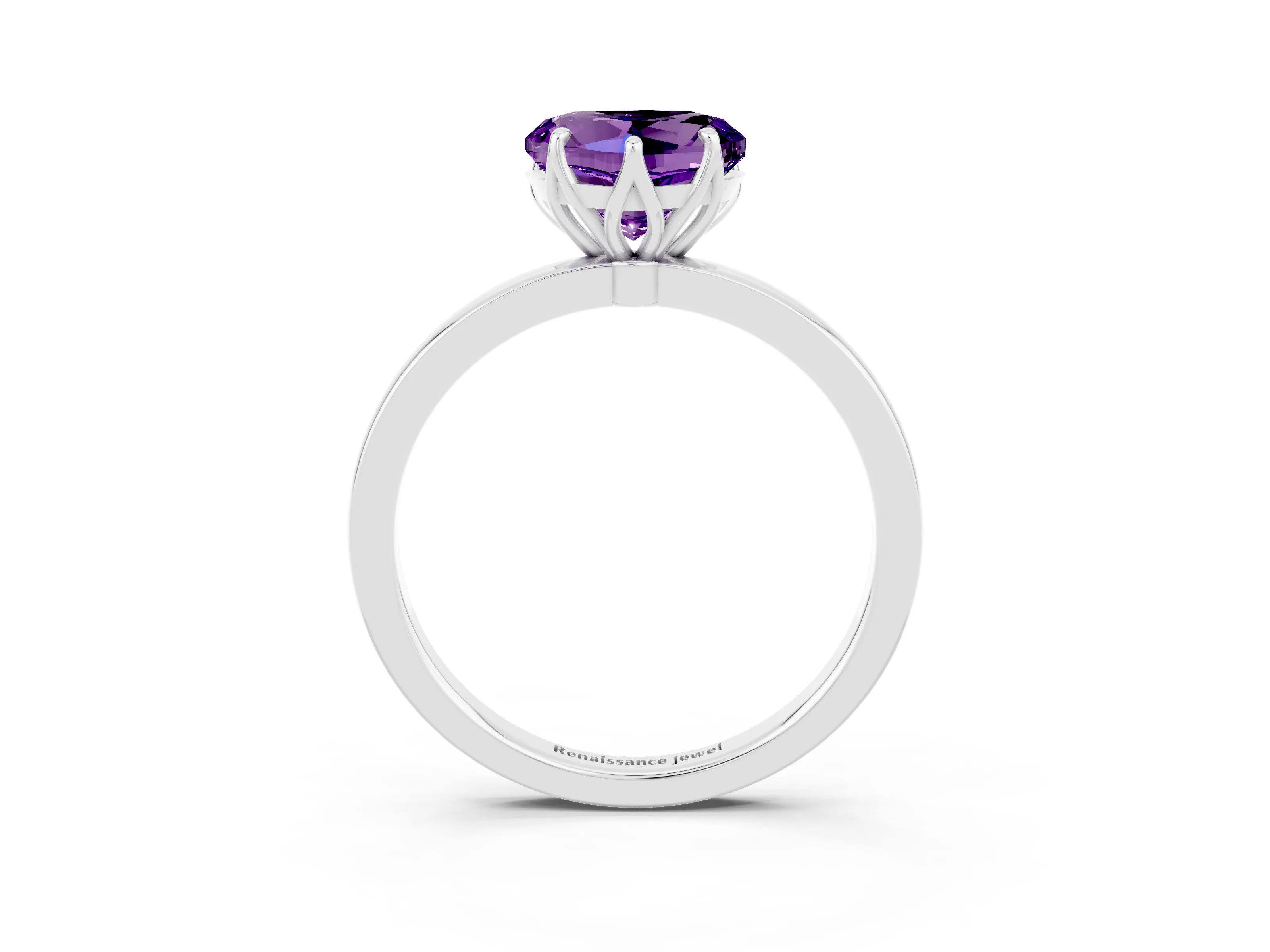 White gold Heart Cut Solitaire Diamond Ring with Thin Band and Four-Prong Setting_3