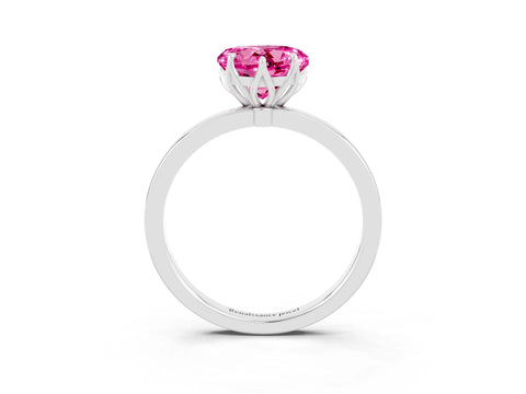 White gold Heart Cut Solitaire Diamond Ring with Thin Band and Four-Prong Setting_3