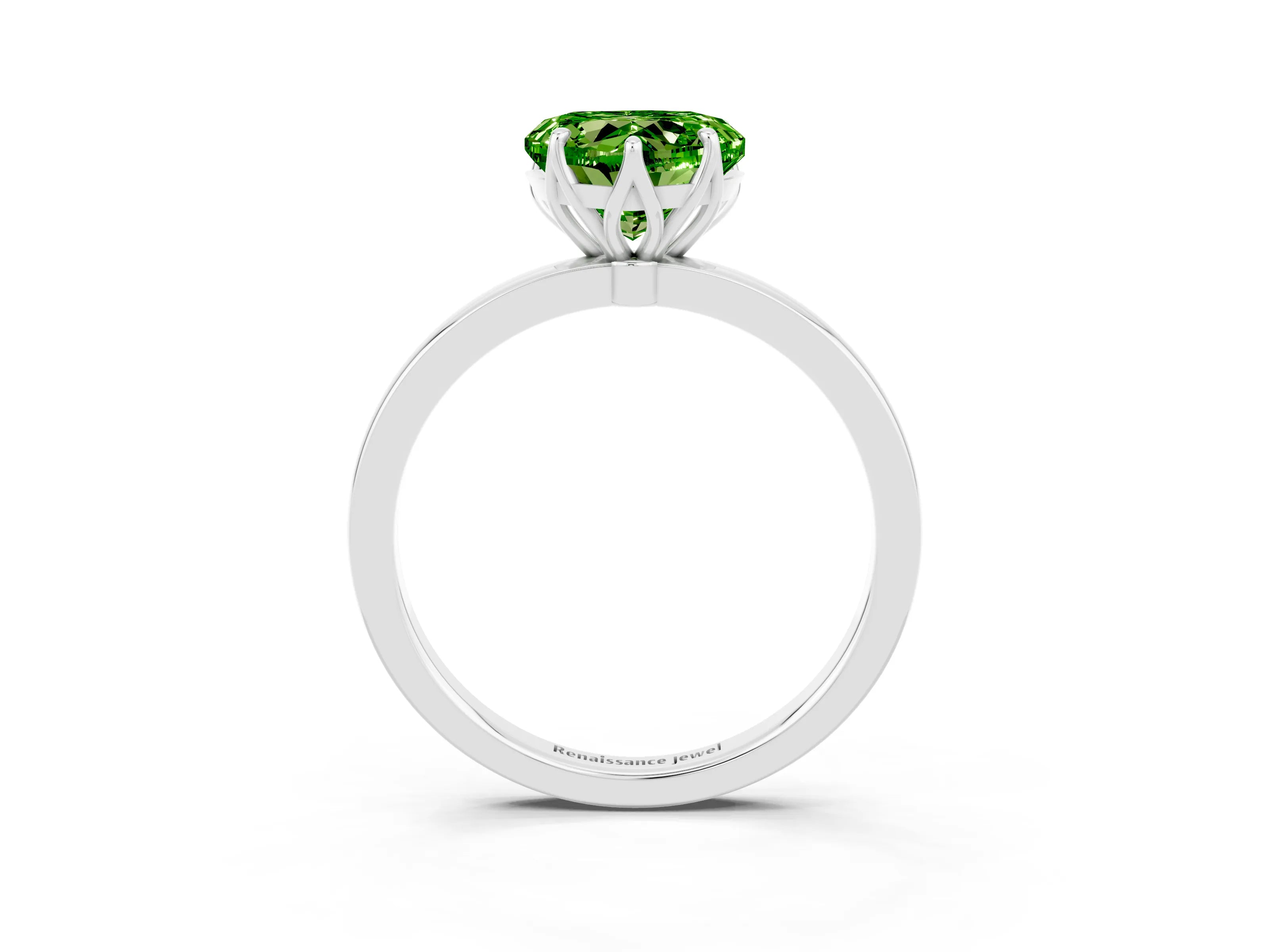 White gold Heart Cut Solitaire Diamond Ring with Thin Band and Four-Prong Setting_3