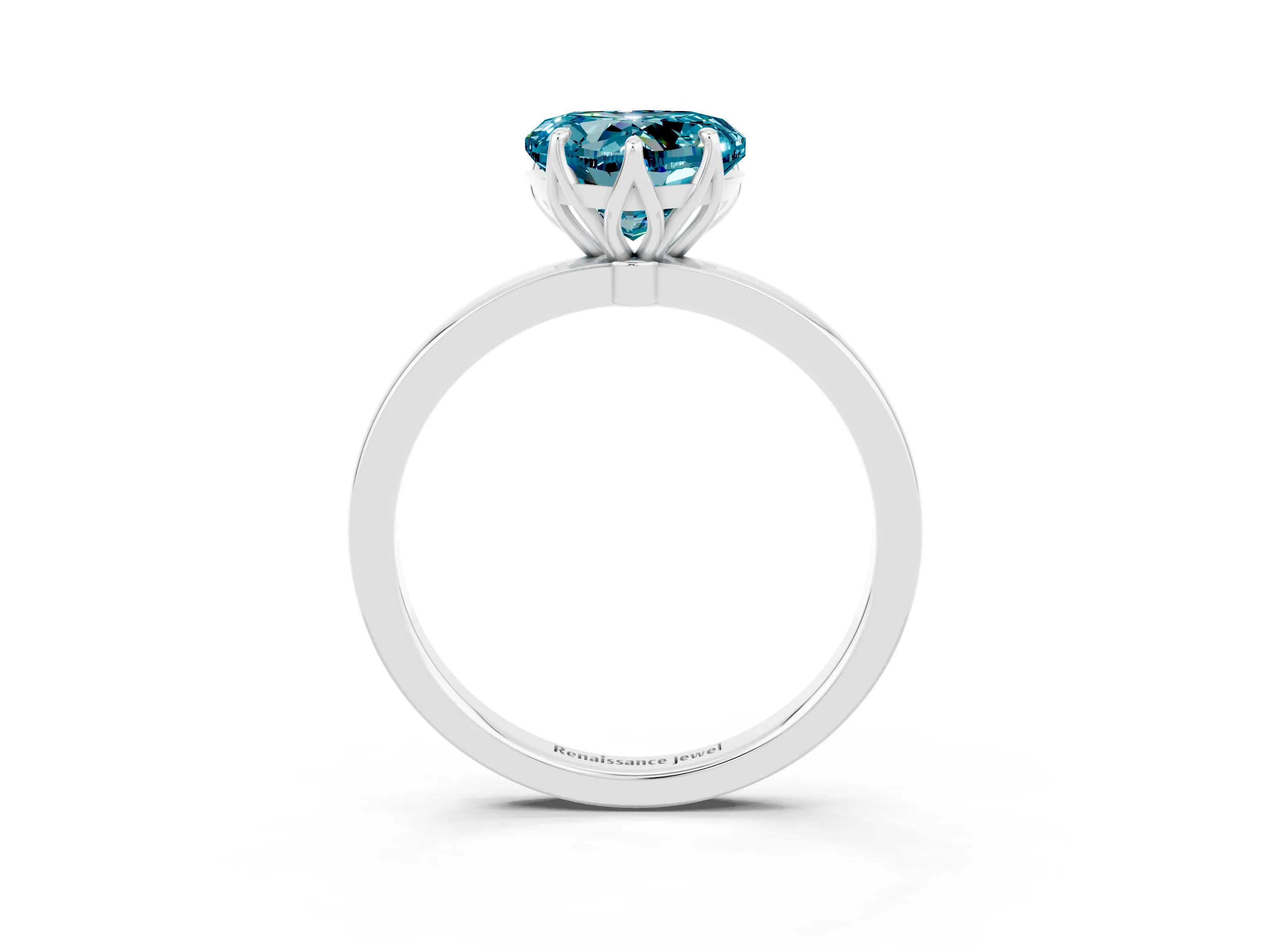 White gold Heart Cut Solitaire Diamond Ring with Thin Band and Four-Prong Setting_3