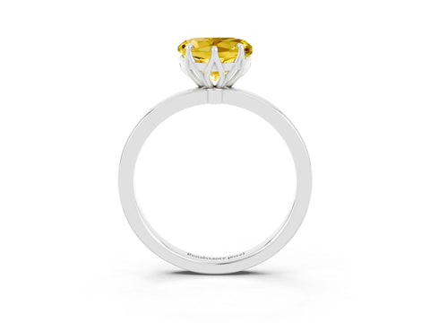 White gold Heart Cut Solitaire Diamond Ring with Thin Band and Four-Prong Setting_3