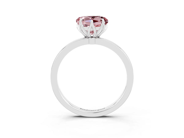 Platinum Heart Cut Solitaire Diamond Ring with Thin Band and Four-Prong Setting
