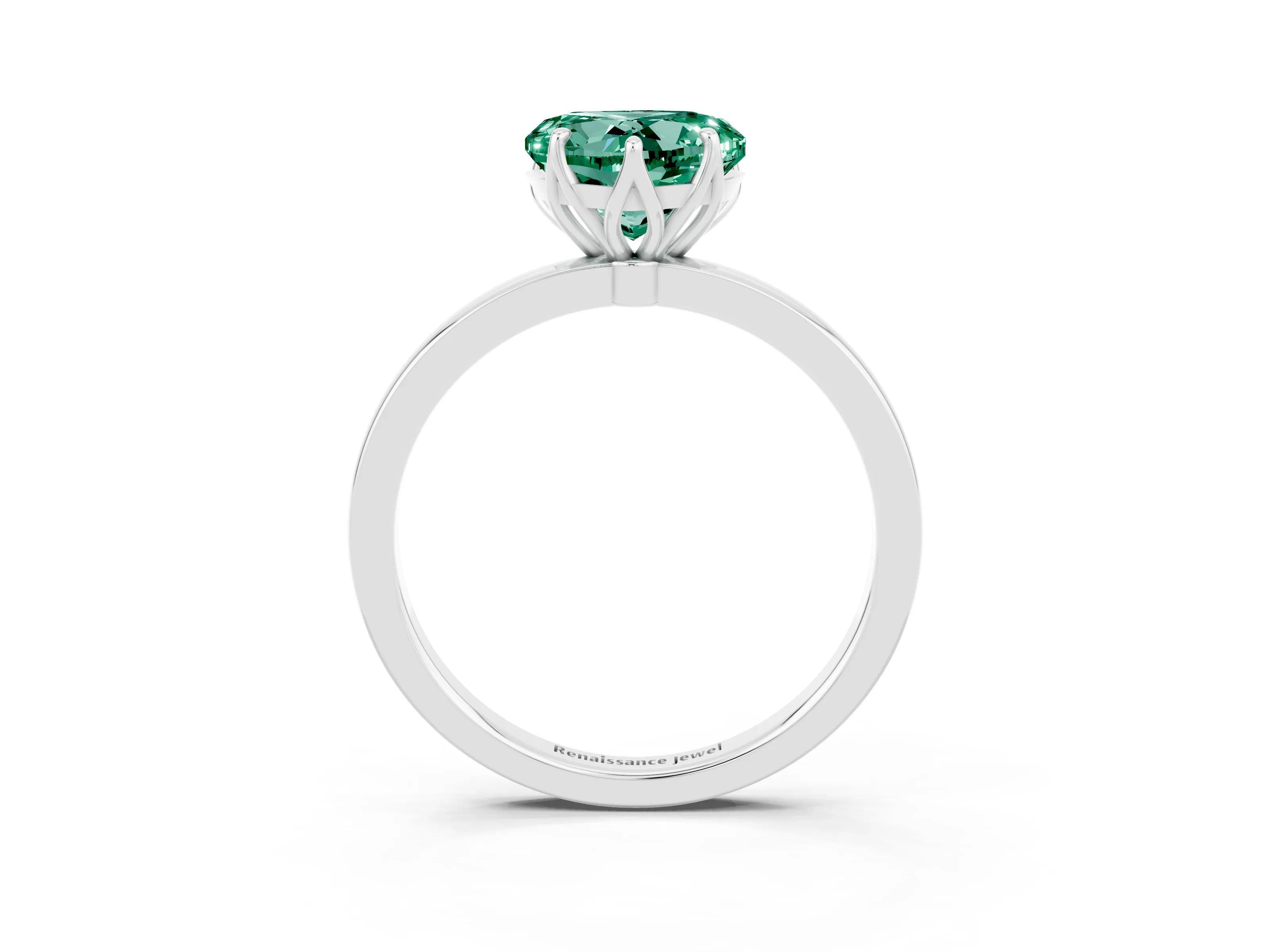 White gold Heart Cut Solitaire Diamond Ring with Thin Band and Four-Prong Setting_3