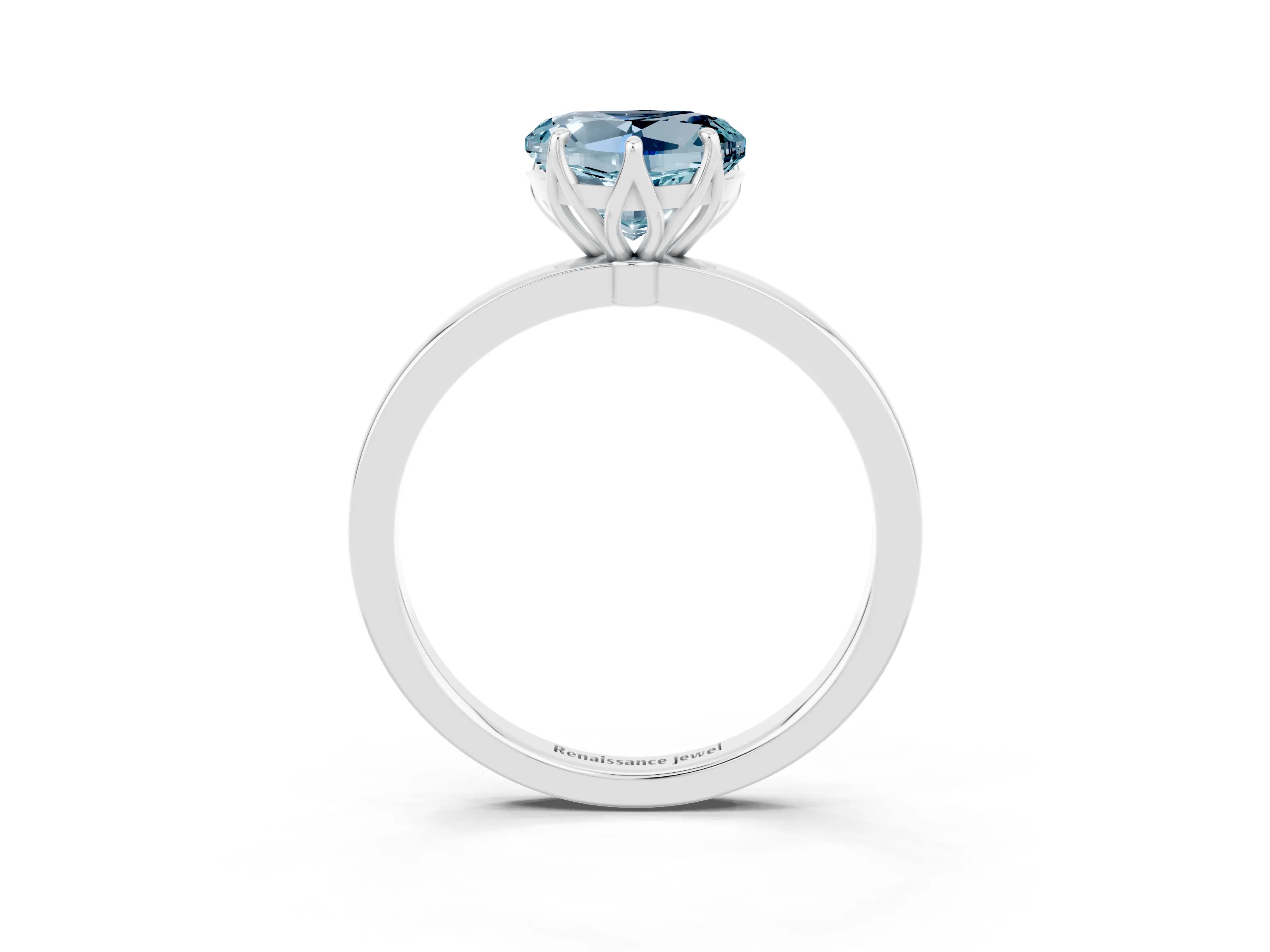 White gold Heart Cut Solitaire Diamond Ring with Thin Band and Four-Prong Setting_3