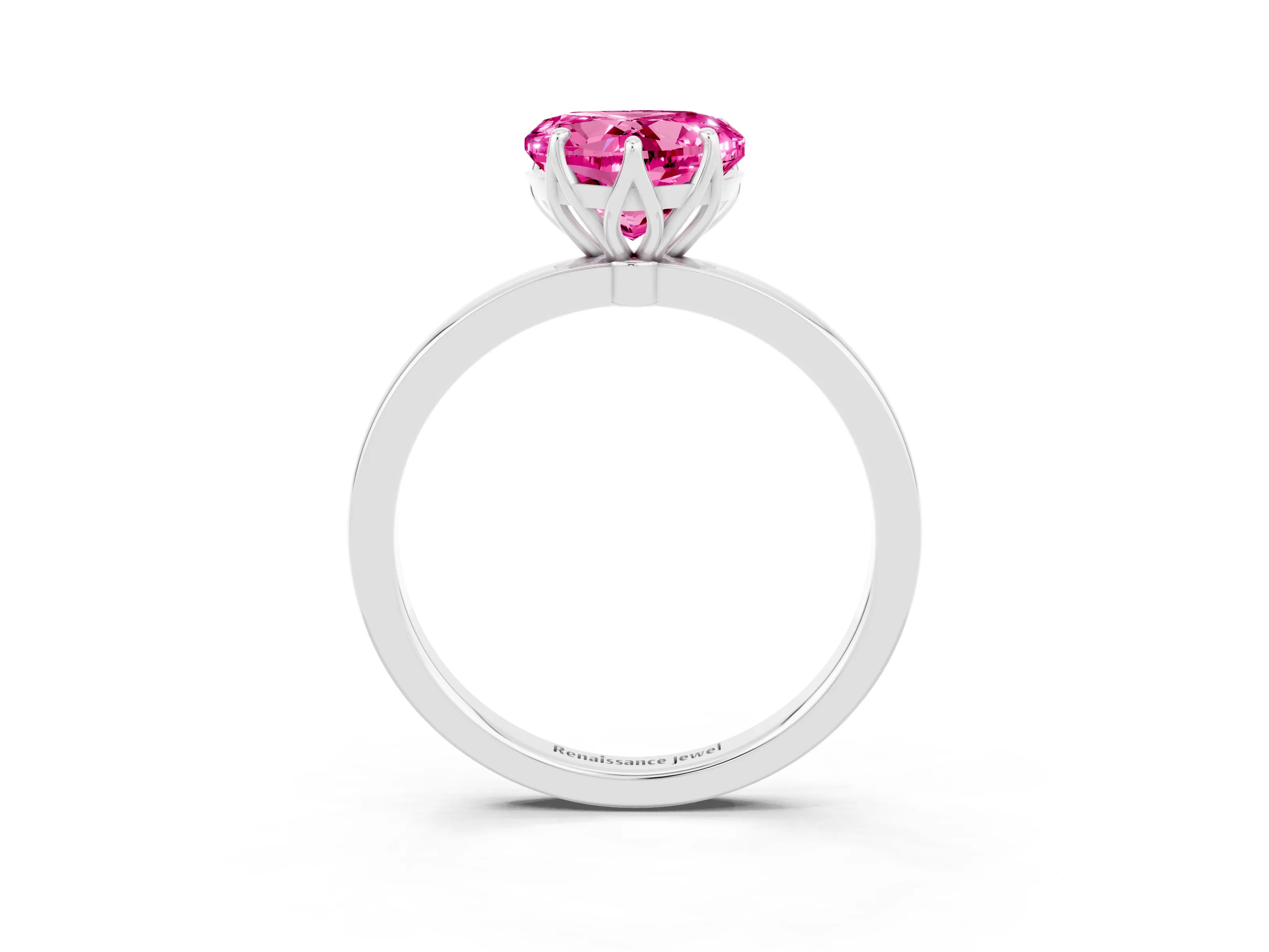 White gold Heart Cut Solitaire Diamond Ring with Thin Band and Four-Prong Setting_3