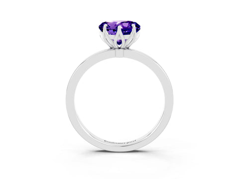 White gold Heart Cut Solitaire Diamond Ring with Thin Band and Four-Prong Setting_3