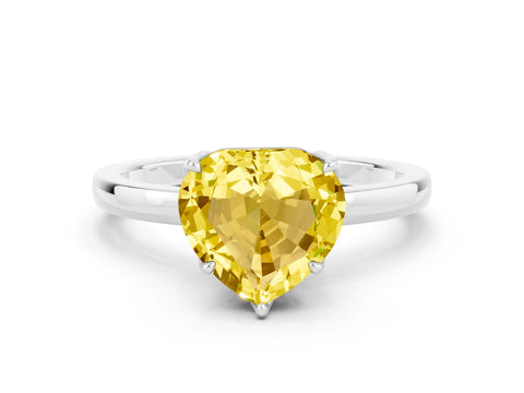 White gold Heart Cut Solitaire Diamond Ring with Thin Band and Four-Prong Setting