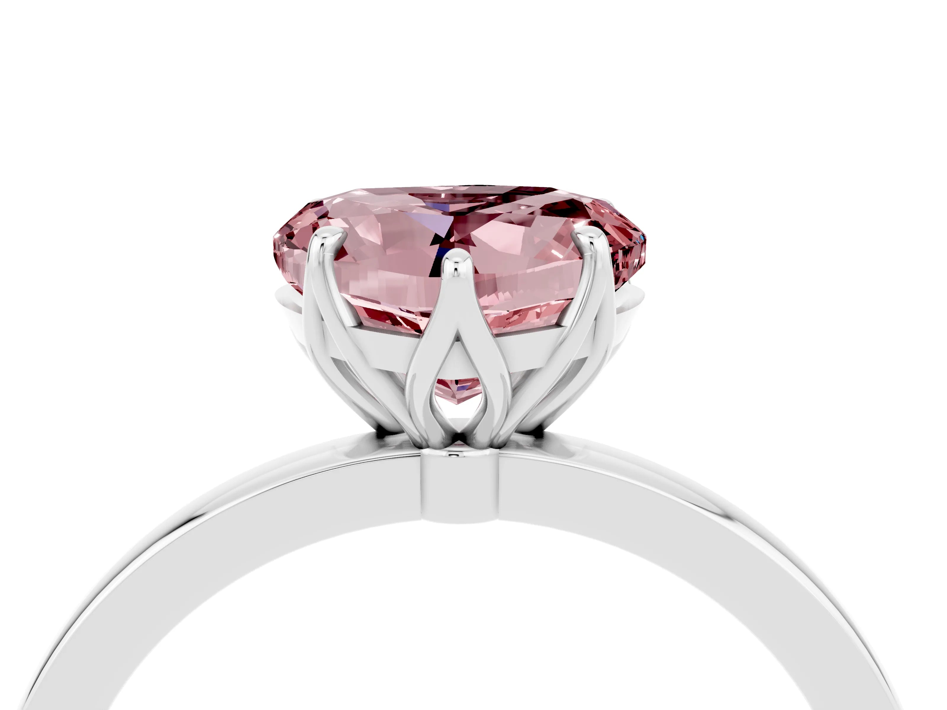 White gold Heart Cut Solitaire Diamond Ring with Thin Band and Four-Prong Setting_4