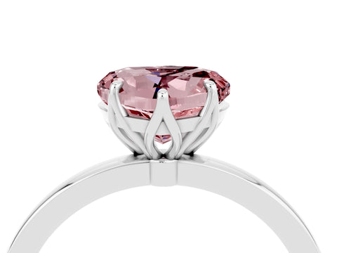 White gold Heart Cut Solitaire Diamond Ring with Thin Band and Four-Prong Setting_4