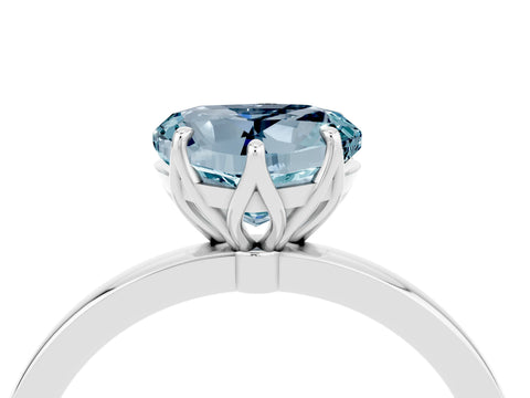 White gold Heart Cut Solitaire Diamond Ring with Thin Band and Four-Prong Setting_4