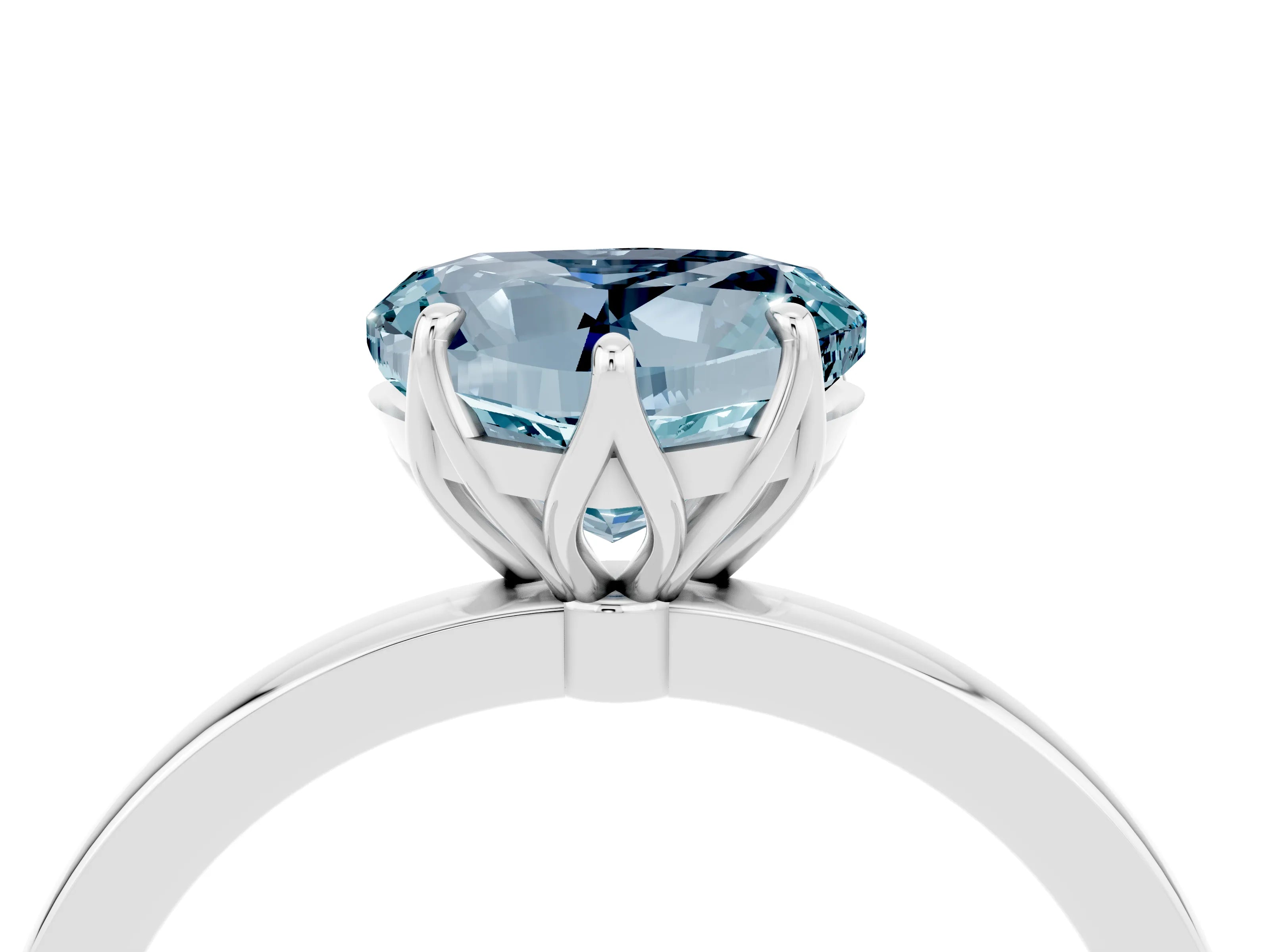White gold Heart Cut Solitaire Diamond Ring with Thin Band and Four-Prong Setting_4
