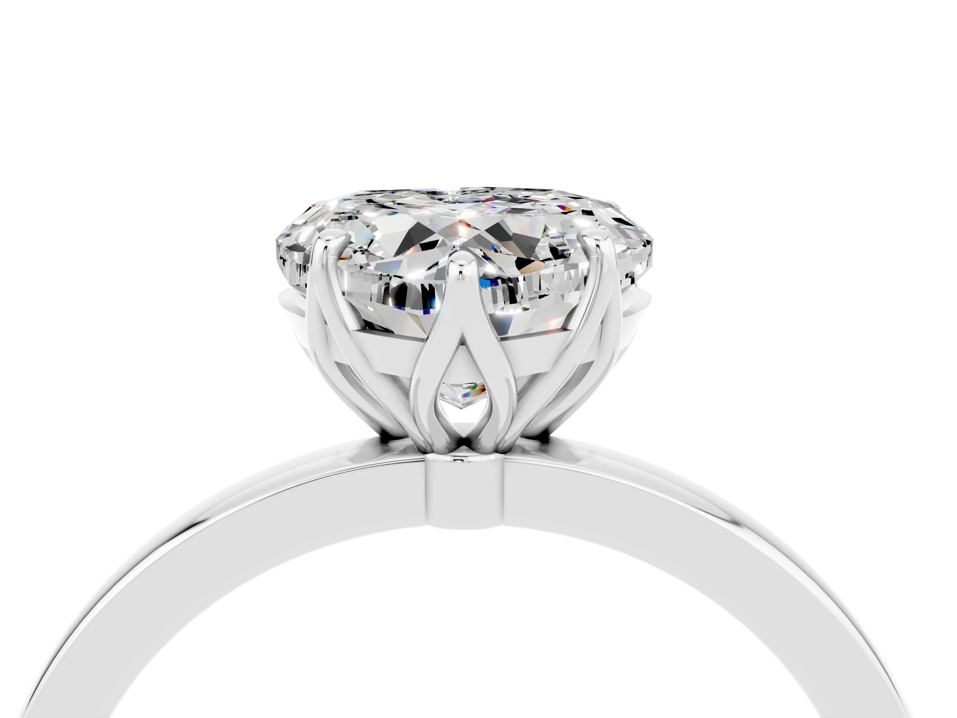 White gold Heart Cut Solitaire Diamond Ring with Thin Band and Four-Prong Setting_4