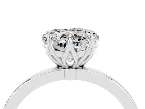 White gold Heart Cut Solitaire Diamond Ring with Thin Band and Four-Prong Setting_4
