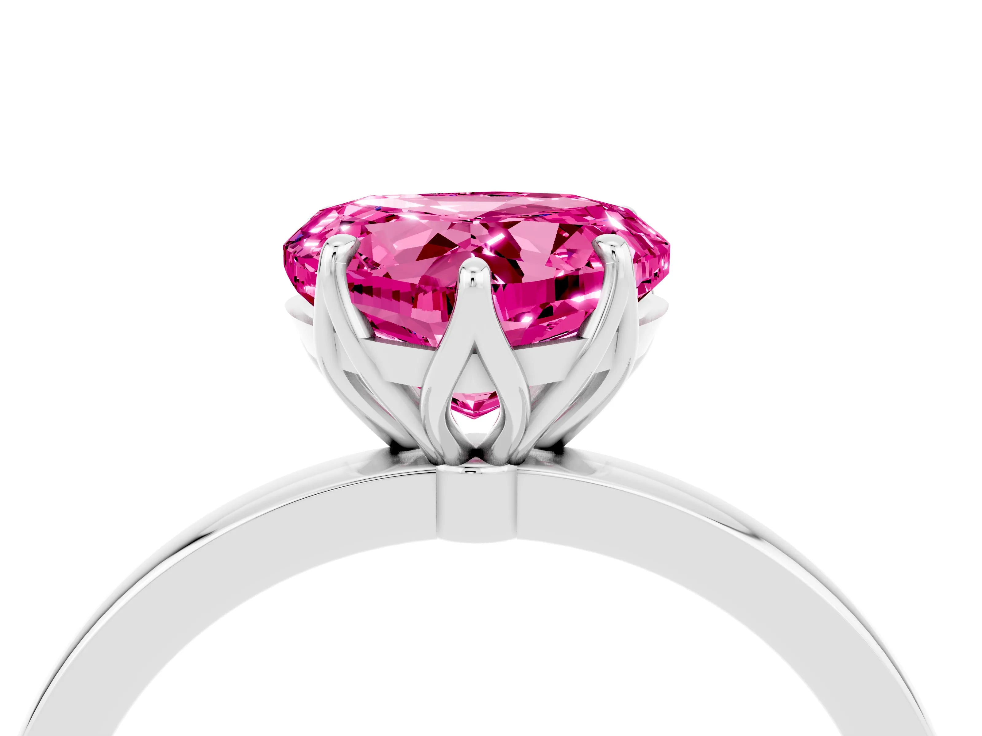 White gold Heart Cut Solitaire Diamond Ring with Thin Band and Four-Prong Setting_4