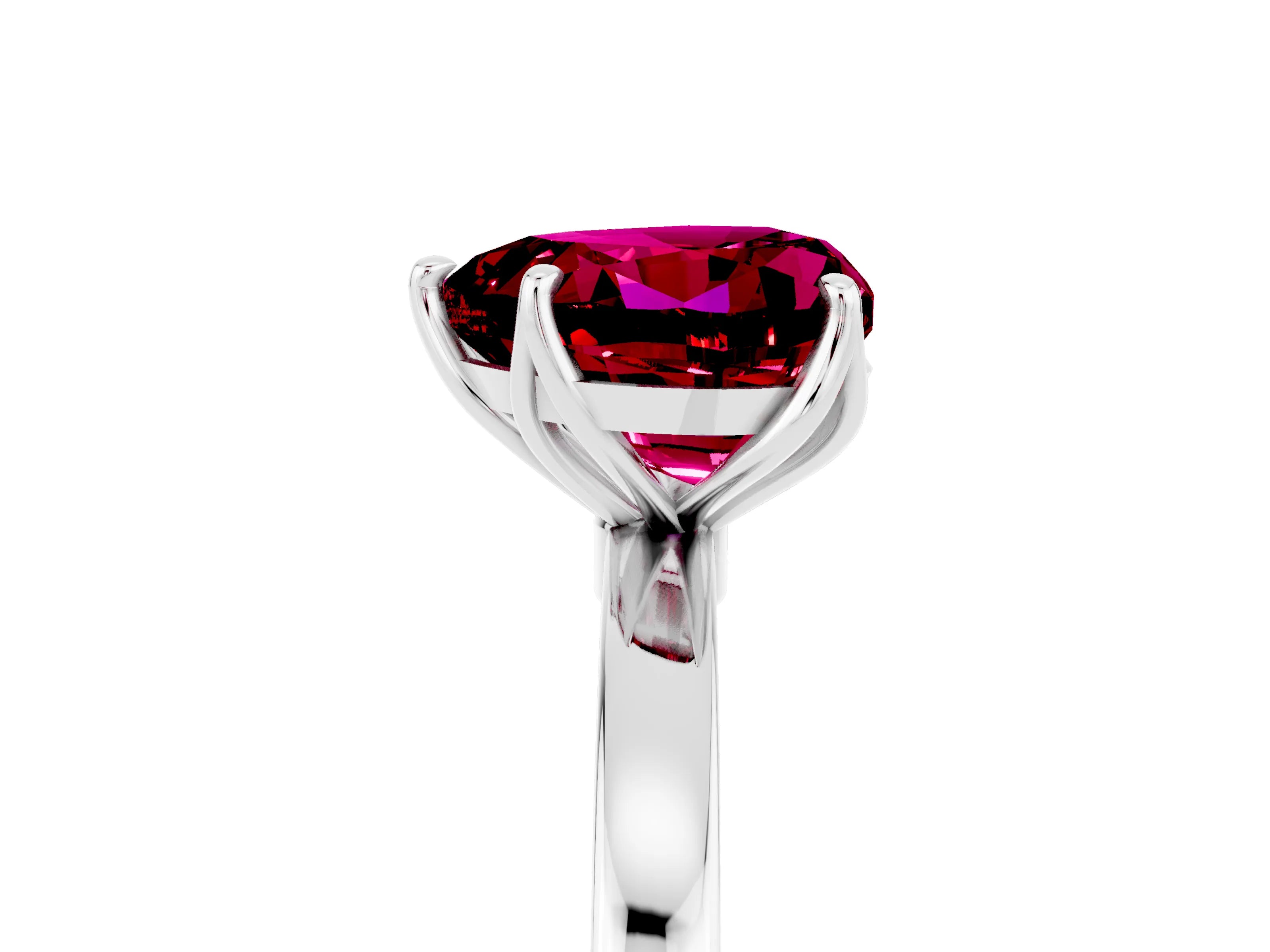 White gold Heart Cut Solitaire Diamond Ring with Thin Band and Four-Prong Setting_5