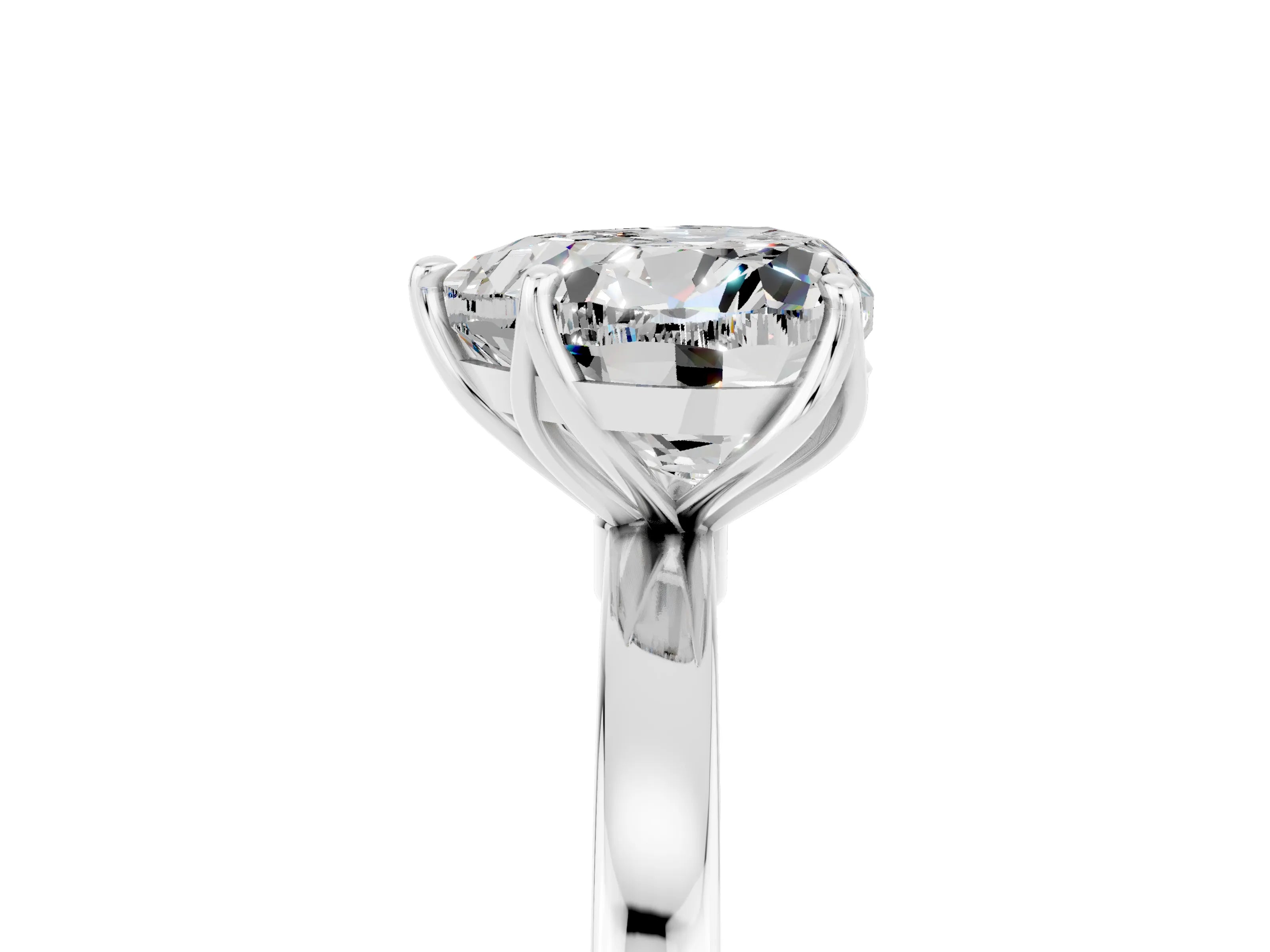 White gold Heart Cut Solitaire Diamond Ring with Thin Band and Four-Prong Setting_5