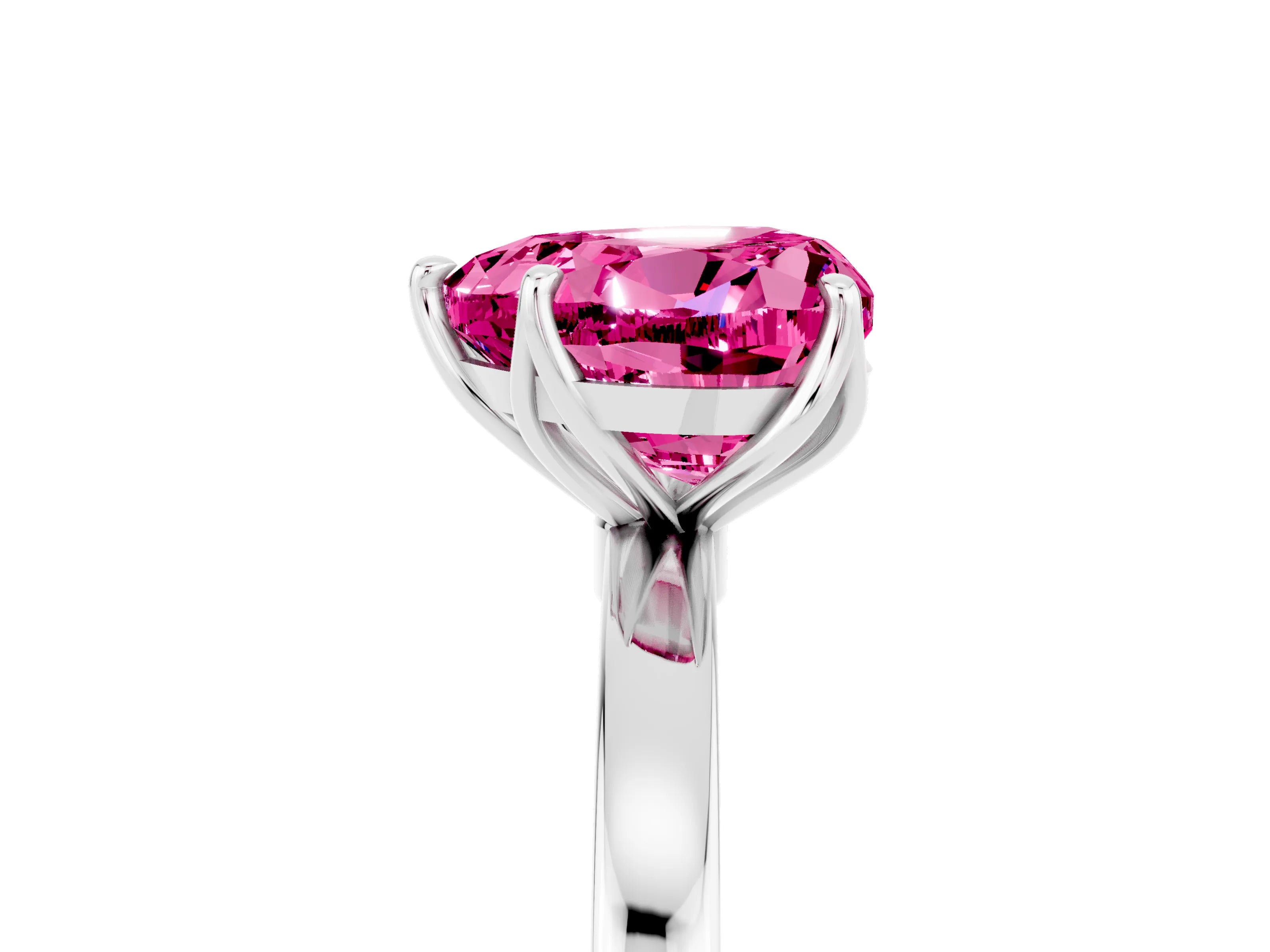 White gold Heart Cut Solitaire Diamond Ring with Thin Band and Four-Prong Setting_5