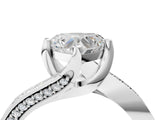 White gold Heart Cut Solitaire Diamond Twist Band with Pavé Setting and Four-Prong Setting_11