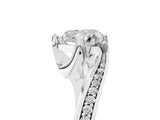 White gold Heart Cut Solitaire Diamond Twist Band with Pavé Setting and Four-Prong Setting_12