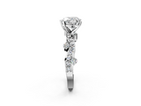 White gold Heart Cut Solitaire Diamond Twisted Band with Pave Setting_83