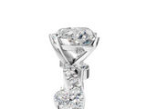 White gold Heart Cut Solitaire Diamond Twisted Band with Pave Setting_86