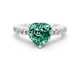 White gold Heart Cut Solitaire Diamond with Pavé Band and Four-Prong Setting