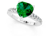 White gold Heart Cut Solitaire Diamond with Pavé Band and Four-Prong Setting_1