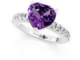 White gold Heart Cut Solitaire Diamond with Pavé Band and Four-Prong Setting_1