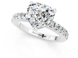 White gold Heart Cut Solitaire Diamond with Pavé Band and Four-Prong Setting_1
