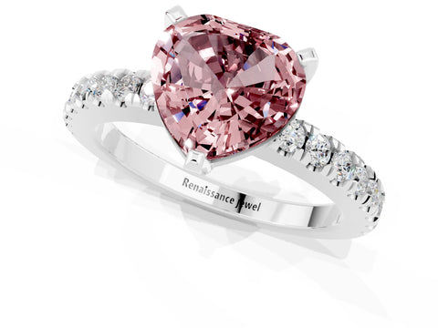 White gold Heart Cut Solitaire Diamond with Pavé Band and Four-Prong Setting_1