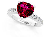 White gold Heart Cut Solitaire Diamond with Pavé Band and Four-Prong Setting_1