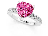 White gold Heart Cut Solitaire Diamond with Pavé Band and Four-Prong Setting_1