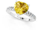 White gold Heart Cut Solitaire Diamond with Pavé Band and Four-Prong Setting_1