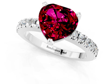 White gold Heart Cut Solitaire Diamond with Pavé Band and Four-Prong Setting_1