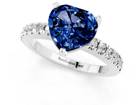White gold Heart Cut Solitaire Diamond with Pavé Band and Four-Prong Setting_1