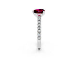 White gold Heart Cut Solitaire Diamond with Pavé Band and Four-Prong Setting_2