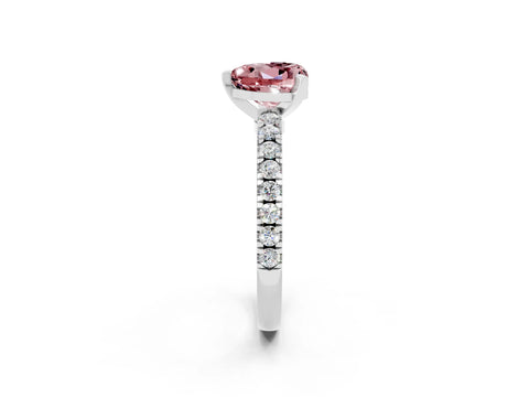 White gold Heart Cut Solitaire Diamond with Pavé Band and Four-Prong Setting_2