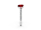 White gold Heart Cut Solitaire Diamond with Pavé Band and Four-Prong Setting_2