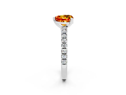 White gold Heart Cut Solitaire Diamond with Pavé Band and Four-Prong Setting_2