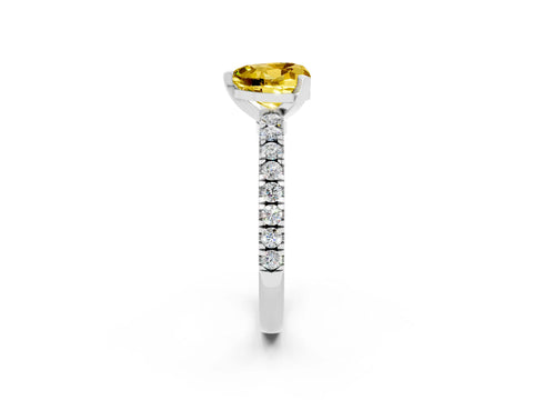 White gold Heart Cut Solitaire Diamond with Pavé Band and Four-Prong Setting_2