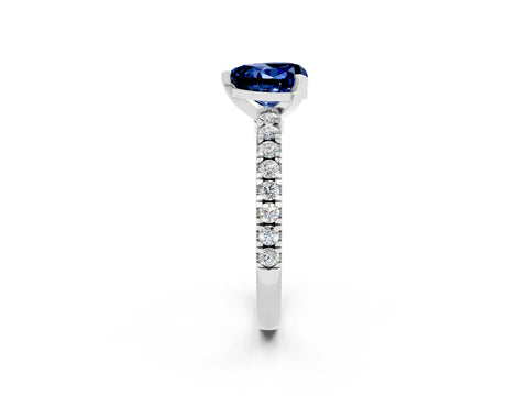 White gold Heart Cut Solitaire Diamond with Pavé Band and Four-Prong Setting_2