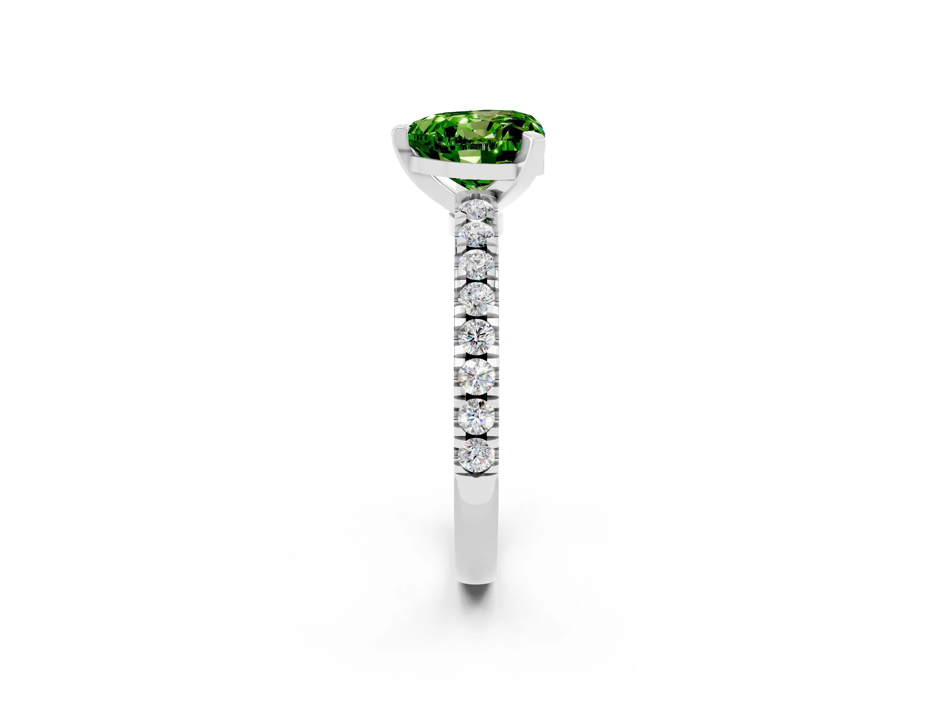 White gold Heart Cut Solitaire Diamond with Pavé Band and Four-Prong Setting_2